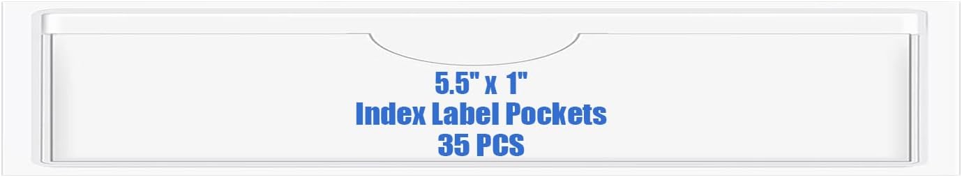 Origin-Joy 35 PCS Self Adhesive Index Card Pockets with Top Open, Clear Plastic Label Holder for Cards of Note, Library and Business, Adhesive Label Pockets & Card Holder (5.5 x 1 inch)