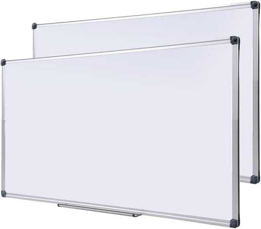 2 Pack 48" x 24" Magnetic Dry Erase Board with Removable Marker Tray| Commercial Quality Wall-Mounted Aluminum Message Presentation White Board for Office, Students & Teachers