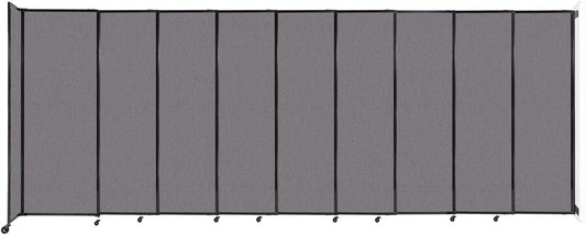 Wall-Mounted Sliding StraightWall Room Divider | Adjustable Widths | Locking Wheels | Room Separator | Up to 19'9" Wide x 7'6" Tall Slate Fabric Panels