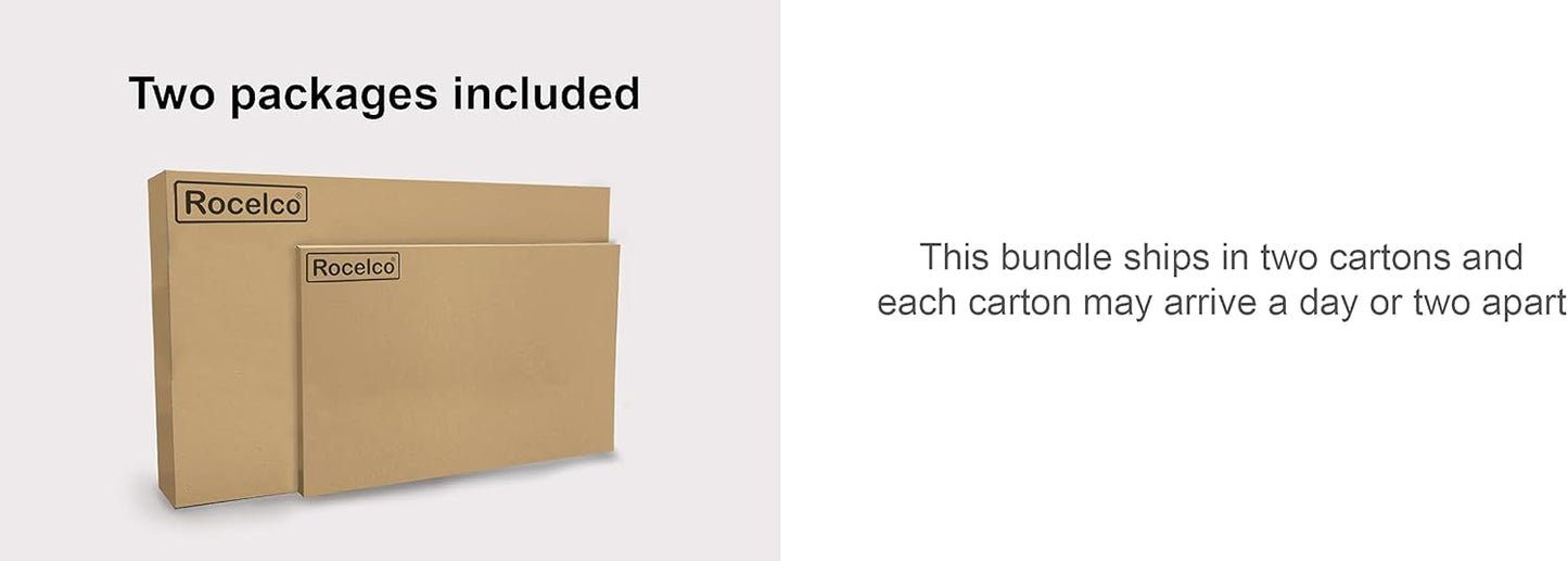 Rocelco 46" Large Height Adjustable Standing Desk Converter with Anti Fatigue Mat BUNDLE - Quick Sit Stand Up Triple Monitor Riser - Retractable Keyboard Tray - White (R DADRW-46-MAFM)