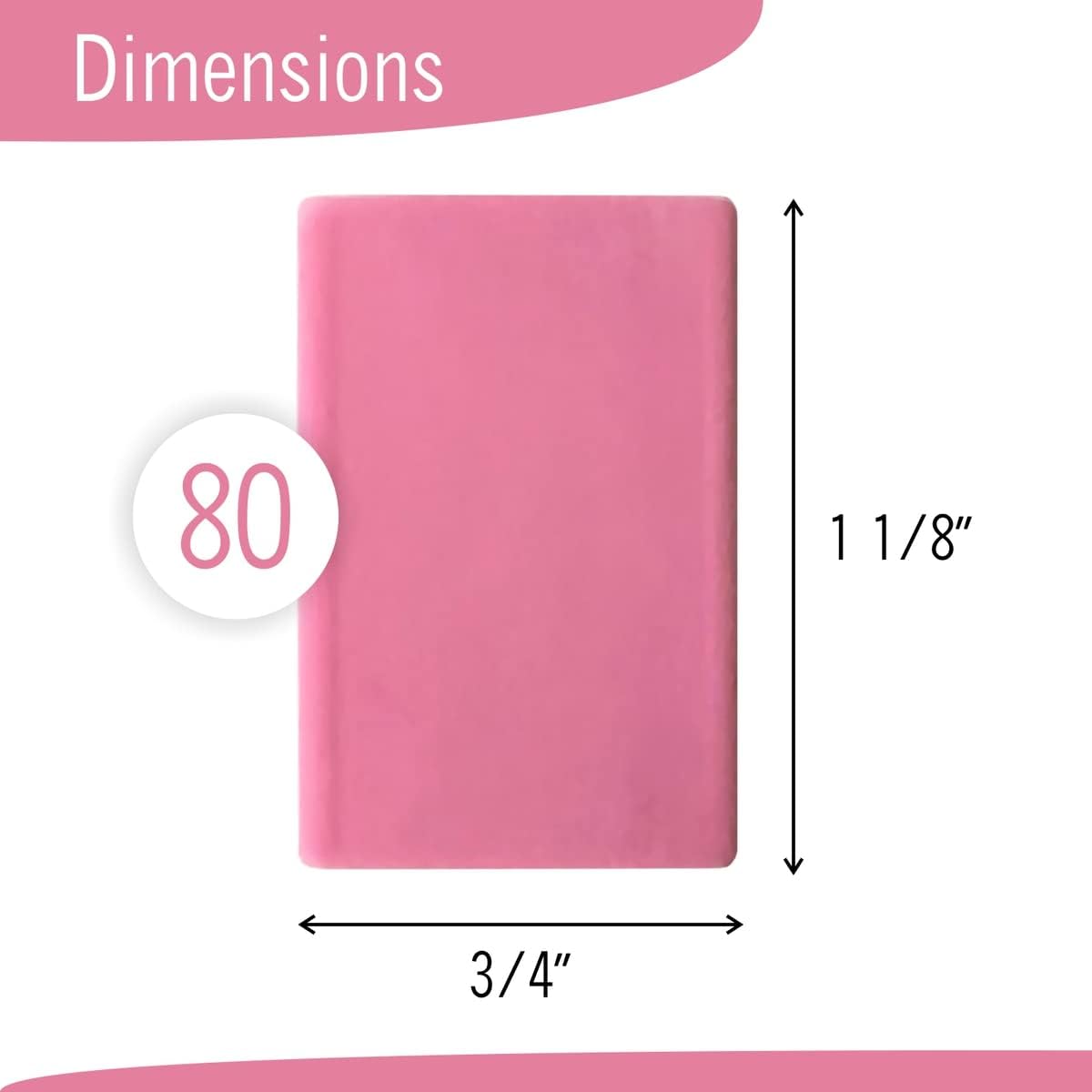 Pink Erasers, 80 Count, Latex Free Eraser for Kids, Square Eraser, Erasers Bulk for School Supplies, Art, and Office Use