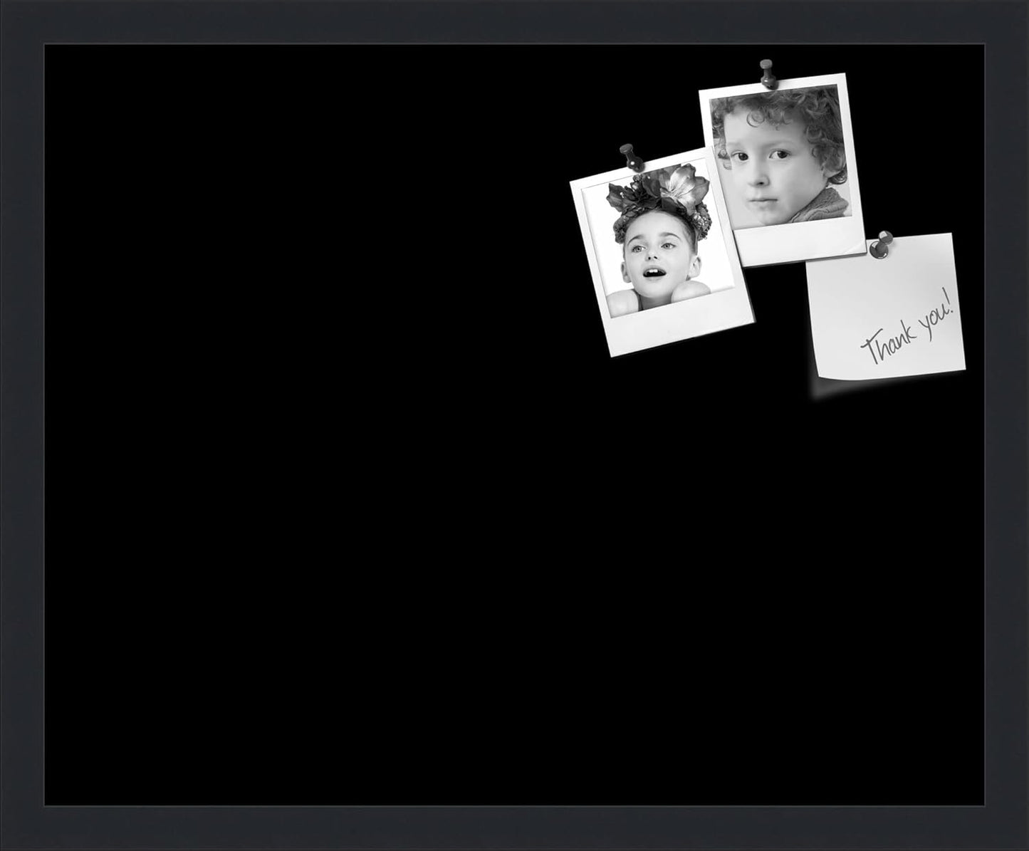 PinPix 21x17 Inch Cork Bulletin Board. This Decorative Framed Pin Board Comes with Solid Black Design and a Satin Black Frame. Ideal for Home Office Decor or Message Board (PinPix-622)