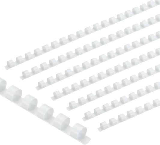 PATIKIL 10mm (3/8") Plastic Binding Combs, 200 Pcs 21 Rings Comb Binding Spines 60 Sheet Capacity Letter Size for Binding Paper Sheets Notebook Calendar Picture Album, White
