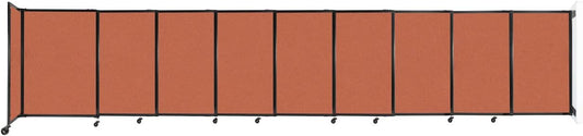 Wall-Mounted Sliding StraightWall Room Divider | Adjustable Widths | Locking Wheels | Room Separator | Up to 19'9" Wide x 4' Tall Papaya Fabric Panels
