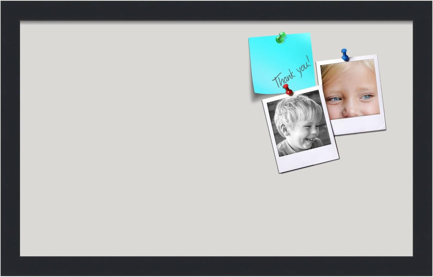 PinPix 20x12 Inch Cork Bulletin Board. This Decorative Framed Pin Board Comes with Light Stone Design and a Satin Black Frame. Ideal for Home Office Decor or Message Board (PinPix-1809)