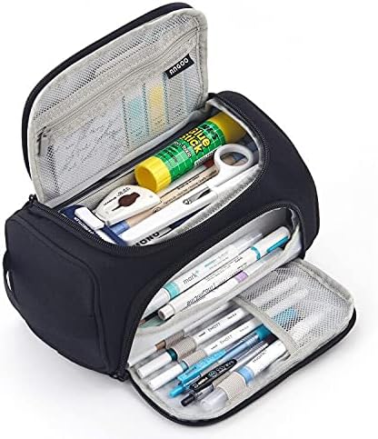 HVOMO Big Capacity Pencil Case High Large Storage Pouch Marker Pen Case Travel Simple Stationery Bag School College Office Organizer for Teens Girls Adults Student（Black）