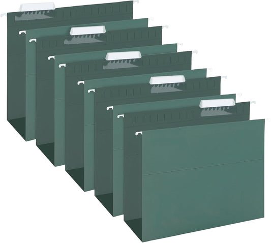 HERKKA Extra Capacity Hanging File Folders, 30 Pack Reinforced Hang Folders with Heavy Duty 3 Inch Expansion, Designed for Bulky Files, Medical Charts, Letter Size, Green