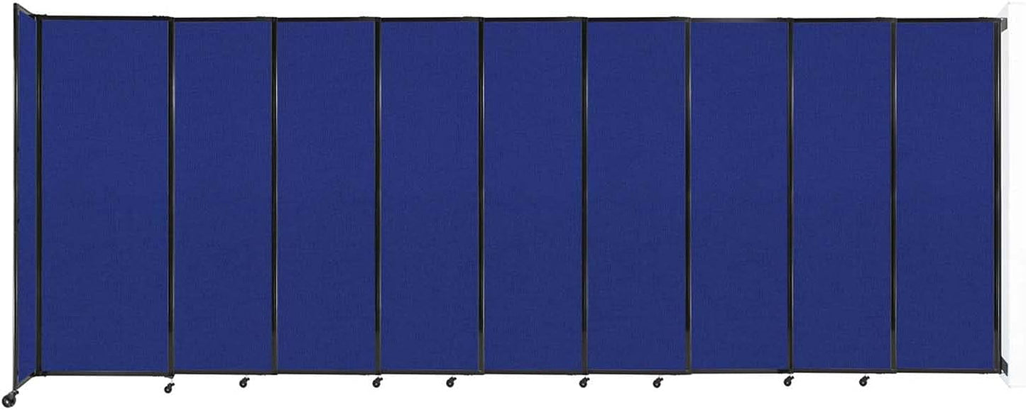 Wall-Mounted Sliding StraightWall Room Divider | Adjustable Widths | Locking Wheels | Room Separator | Up to 19'9" Wide x 7'6" Tall Royal Blue Fabric Panels