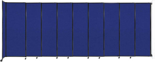 Wall-Mounted Sliding StraightWall Room Divider | Adjustable Widths | Locking Wheels | Room Separator | Up to 19'9" Wide x 7'6" Tall Royal Blue Fabric Panels