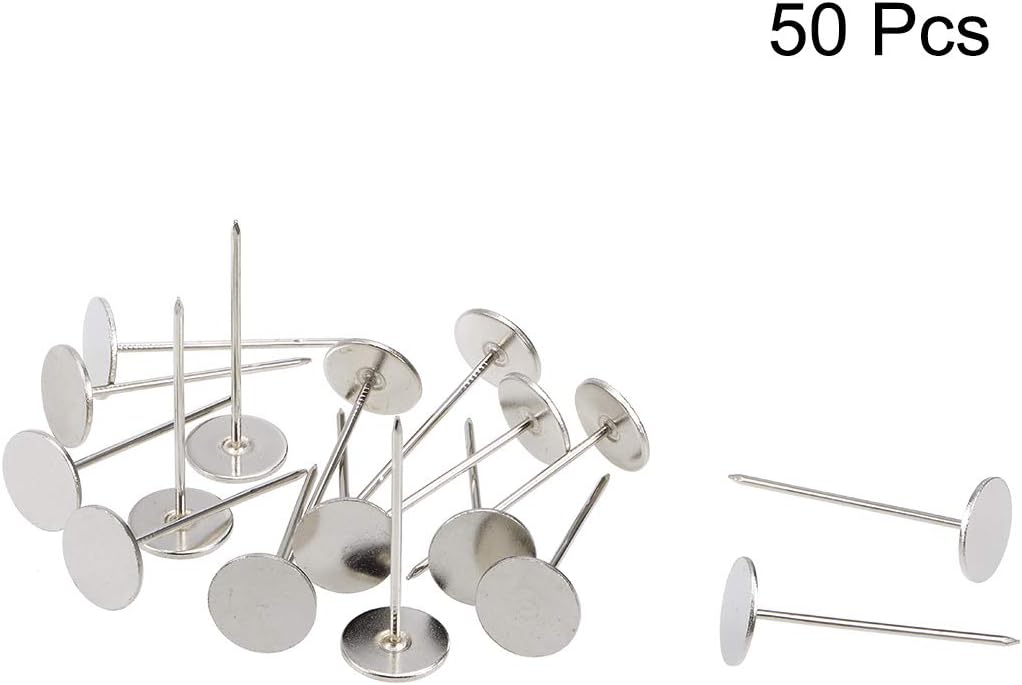 uxcell Upholstery Nails Tacks 18mmx50mm Flat Head Furniture Nails Silver Tone for Furniture Sofa Headboards, 50 Pcs