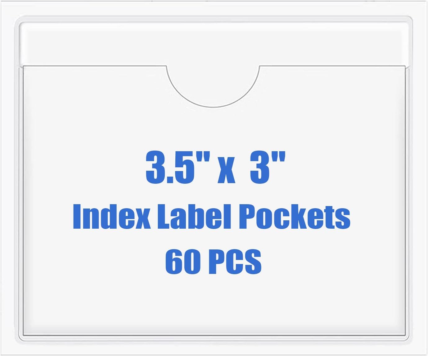 Origin-Joy 60 PCS Self Adhesive Index Card Pockets with Top Open, Clear Plastic Label Holder for Cards of Note, Library and Business, Adhesive Label Pockets & Card Holder (3.5 x 3 inch)