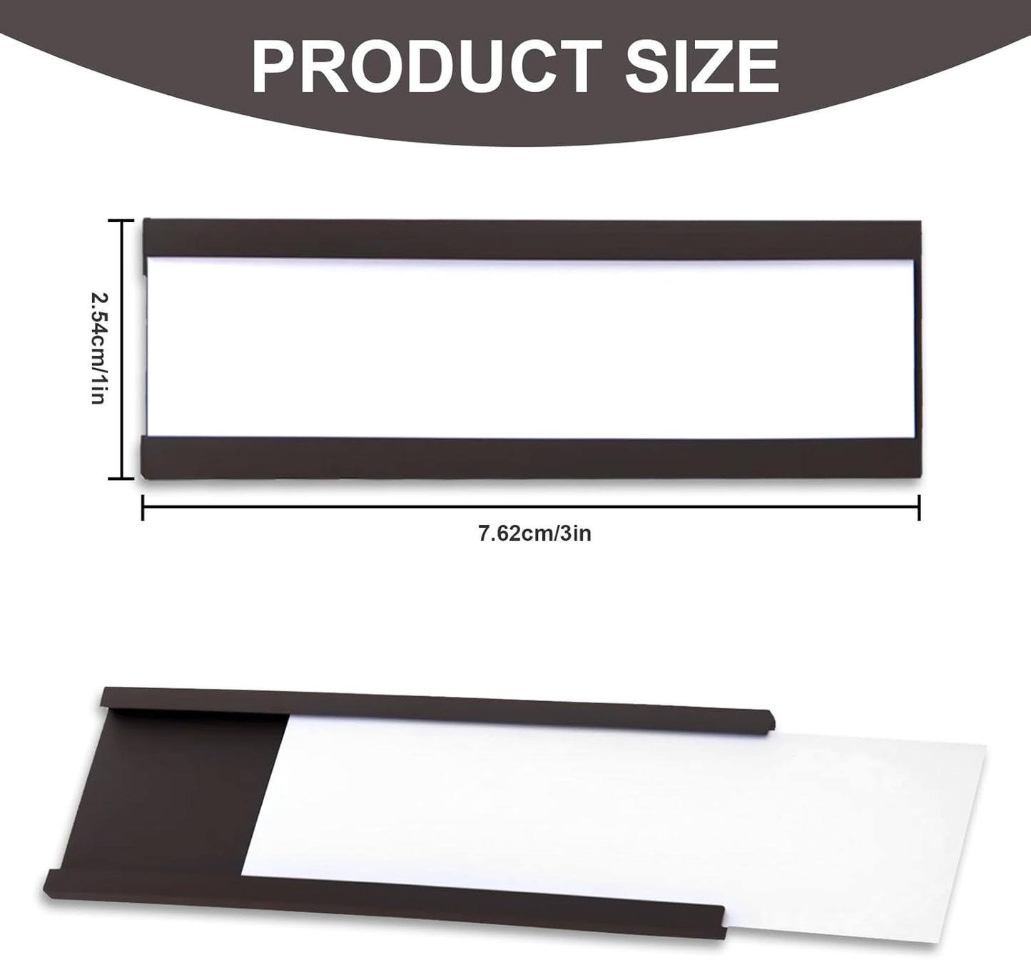 50 Pack Magnetic Label Holders, 'C' Channel Magnets Card Holders with Dry Erase Insert Label Card for Metal Racks and Shelves (1" x 3")