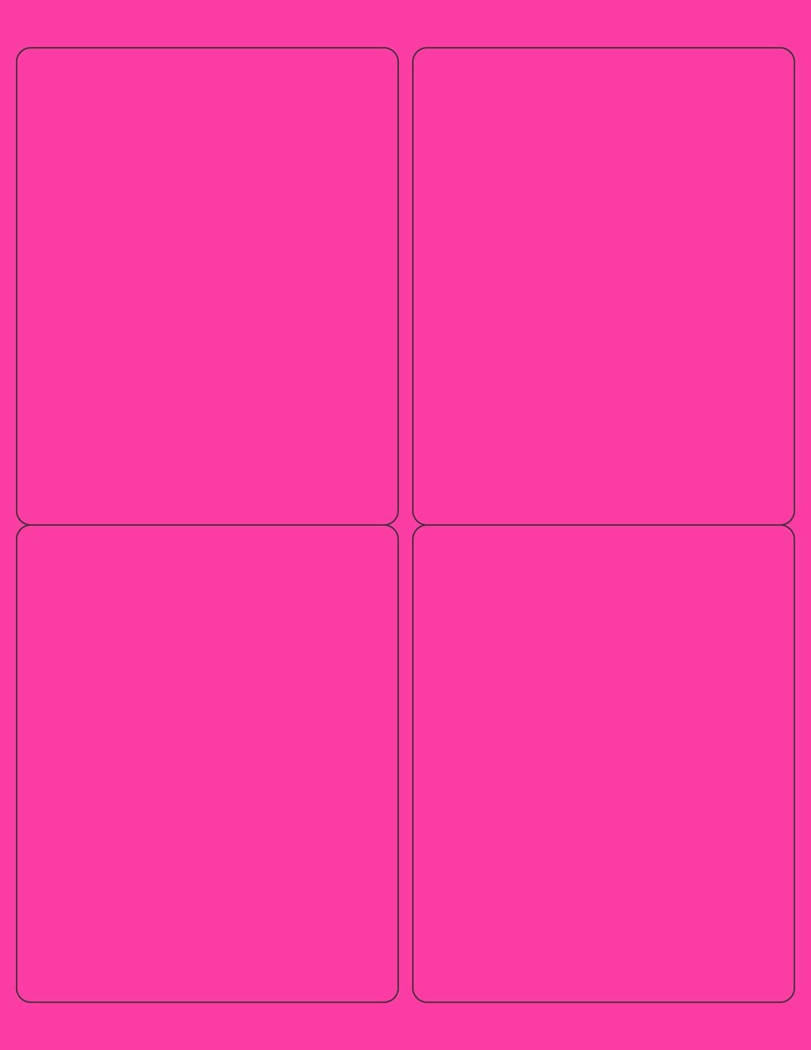 8-1/2 x 11" Neon Color High Light Fluorescent Labels for Laser & Inkjet Printer (Pink Fluorescent, 4 x 5" - 4 Per Page | 100 Labels)