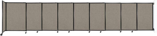 Wall-Mounted Sliding StraightWall Room Divider | Adjustable Widths | Locking Wheels | Room Separator | Up to 19'9" Wide x 4' Tall Warm Pebble Fabric Panels