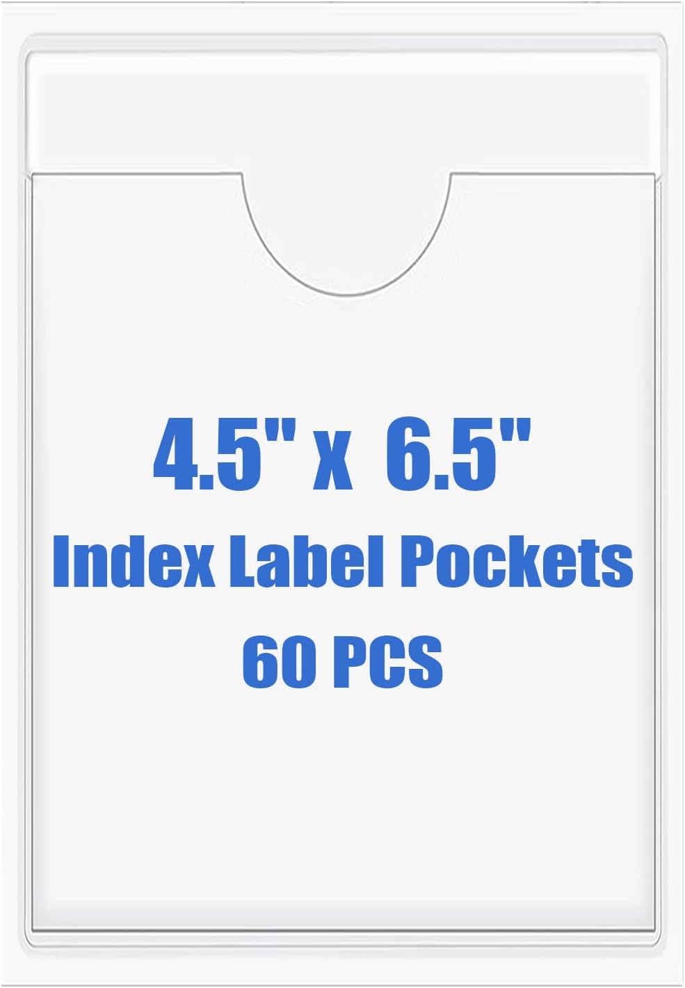 Origin-Joy 60 PCS Self Adhesive Index Card Pockets with Top Open, Clear Plastic Label Holder for Cards of Note, Library and Business, Adhesive Label Pockets & Card Holder (4.5 x 6.5 inch)