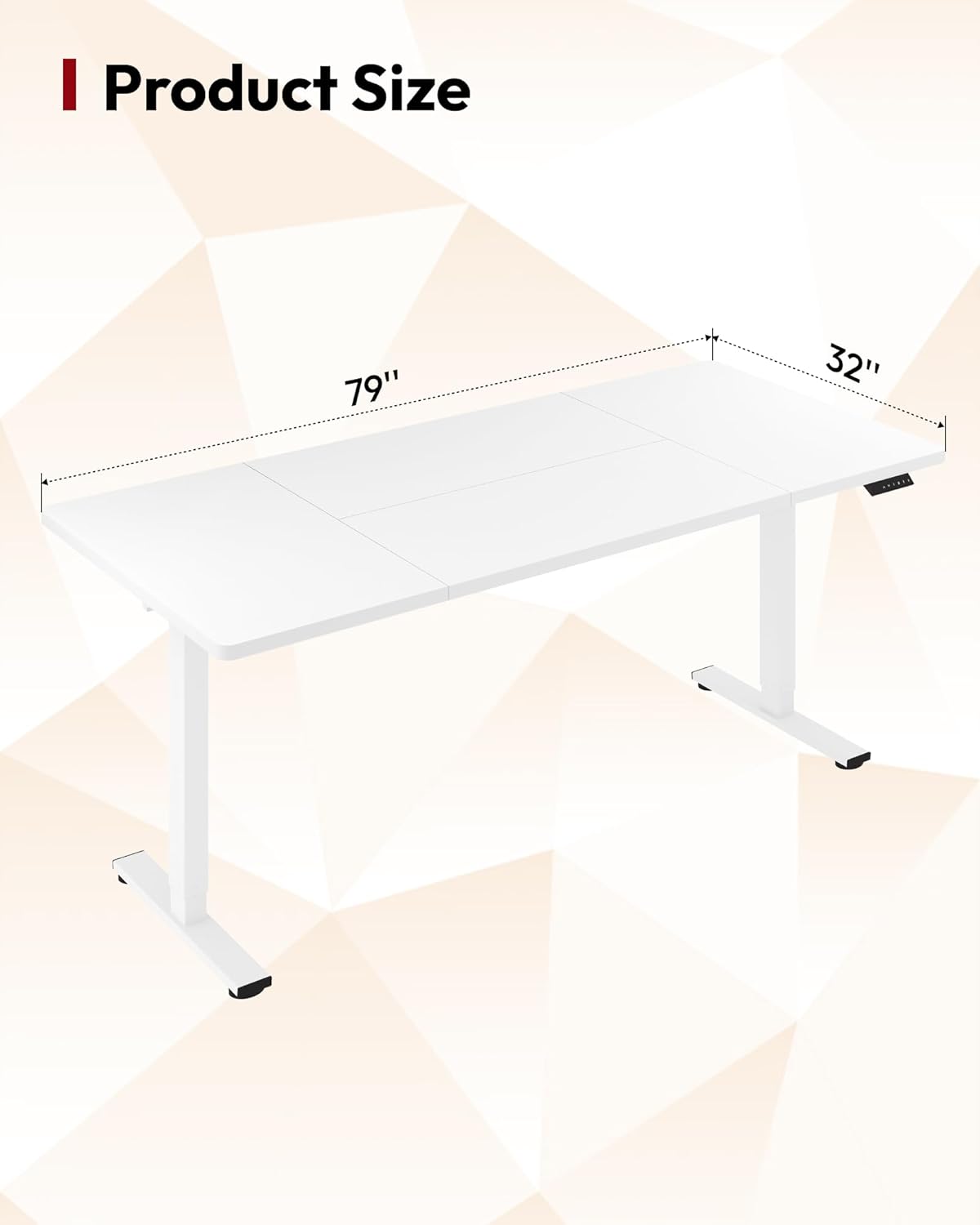 SANODESK Electric Standing Desk 79 x 32 Inches Height Adjustable Stand Up w/6-Button Controller Ergonomic Computer Desk with Splice Board for Home Office, White Frame + White Tabletop