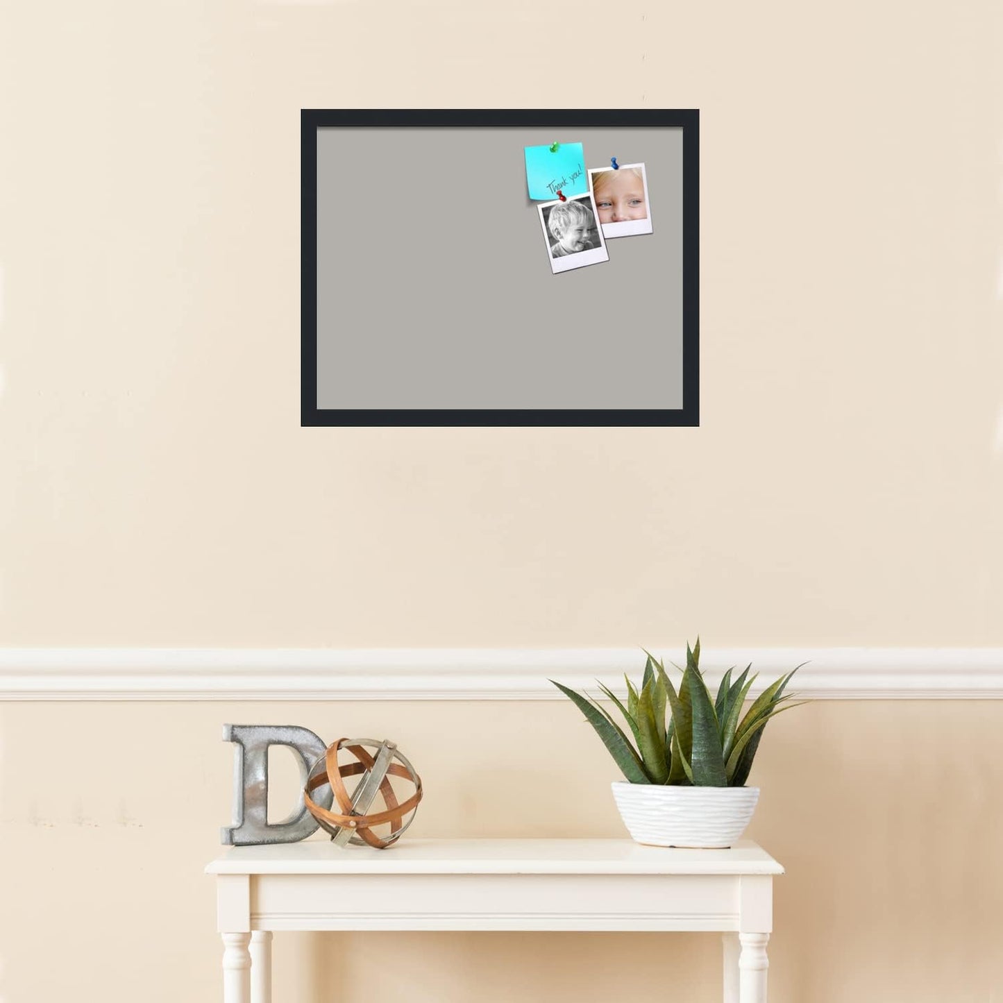 PinPix 22x17 Inch Cork Bulletin Board. This Decorative Framed Pin Board Comes with Dark Stone Design and a Satin Black Frame. Ideal for Home Office Decor or Message Board (PinPix-1808)