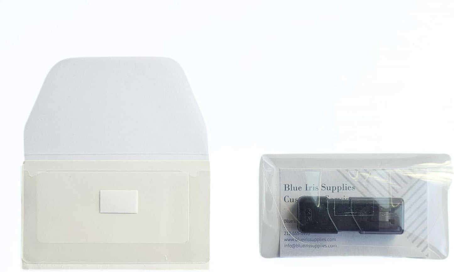 Business Card Pocket - Flash Drive Pocket - Self Adhesive - Open Long - Resealable Flap - BIS10130 (500-Pack), Clear