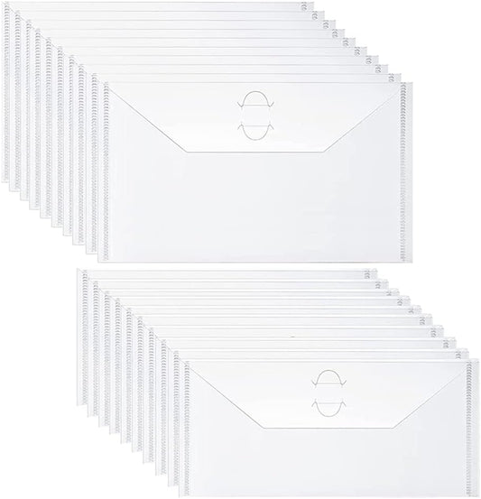 10PCS 9.9"x5.9"& 10PCS 9.4x3.9 Large Dies & Stamp Storage Pockets Resealable Clear Plastic Seal Bags Envelope Storage Case for Cutting Dies Stencil Album Photo Paper Card Colletcion Scrapbooking Tool