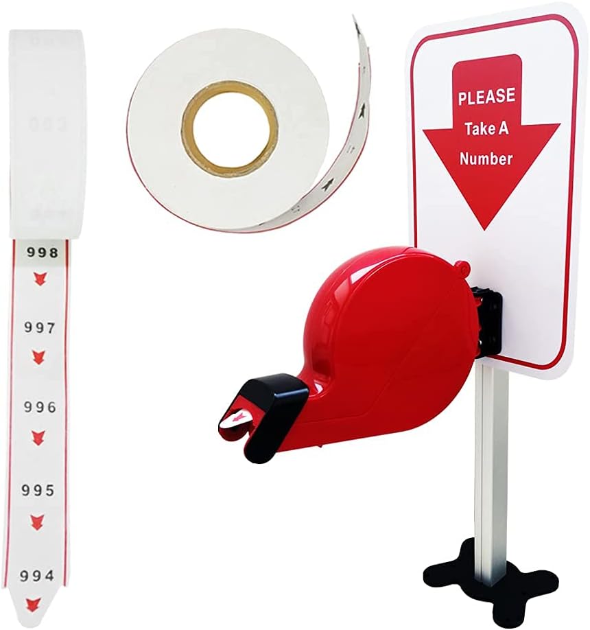 Take A Number System Ticket Dispenser with Counter Stand and 1 Roll 3 Digit Take a Number Tickets 2000 Tickets for Queue Call System