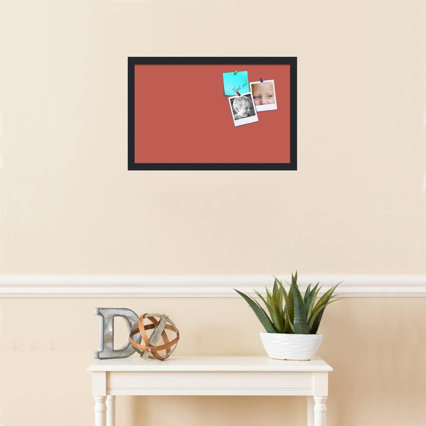 PinPix 22x14 Inch Cork Bulletin Board. This Decorative Framed Pin Board Comes with Crimson Pastel Design and a Satin Black Frame. Ideal for Home Office Decor or Message Board (PinPix-1807)