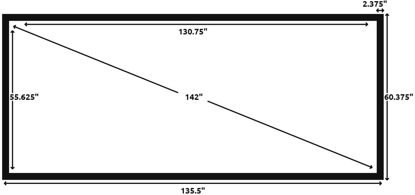 Silver Ticket Products STR Series 6 Piece Home Theater Fixed Frame 4K / 8K Ultra HD, HDTV, HDR & Active 3D Movie Projection Screen, 2.35:1 Format, 138" Diagonal, High Contrast Material STR-235138-HC