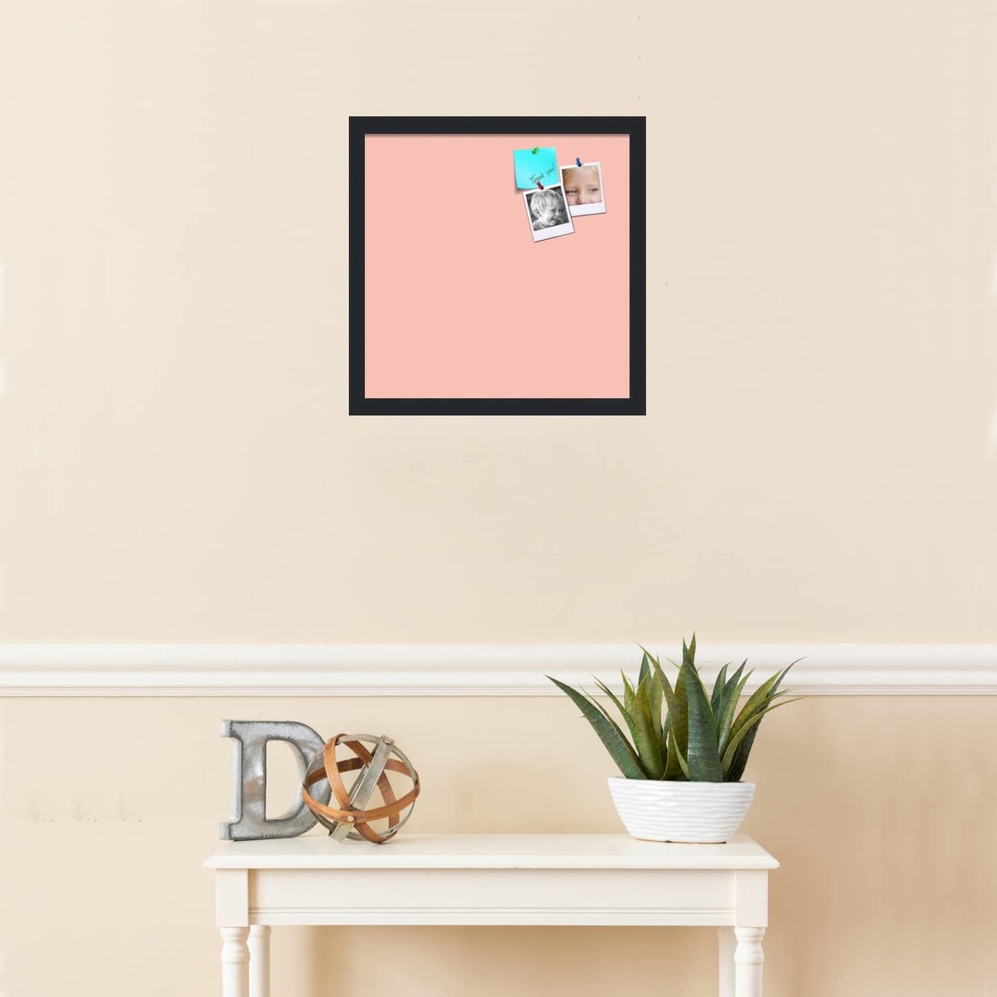 PinPix 16x16 Inch Cork Bulletin Board. This Decorative Framed Pin Board Comes with Pink Pastel Design and a Satin Black Frame. Ideal for Home Office Decor or Message Board (PinPix-1813)