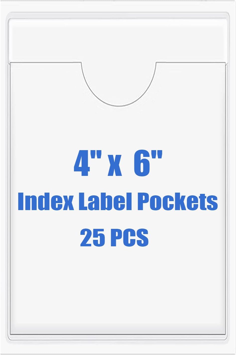 Origin-Joy 25 PCS Self-Adhesive Index Label Pockets, Clear Plastic Peel & Stick Card Holders with Top Open for Loading (4 x 6 inch)
