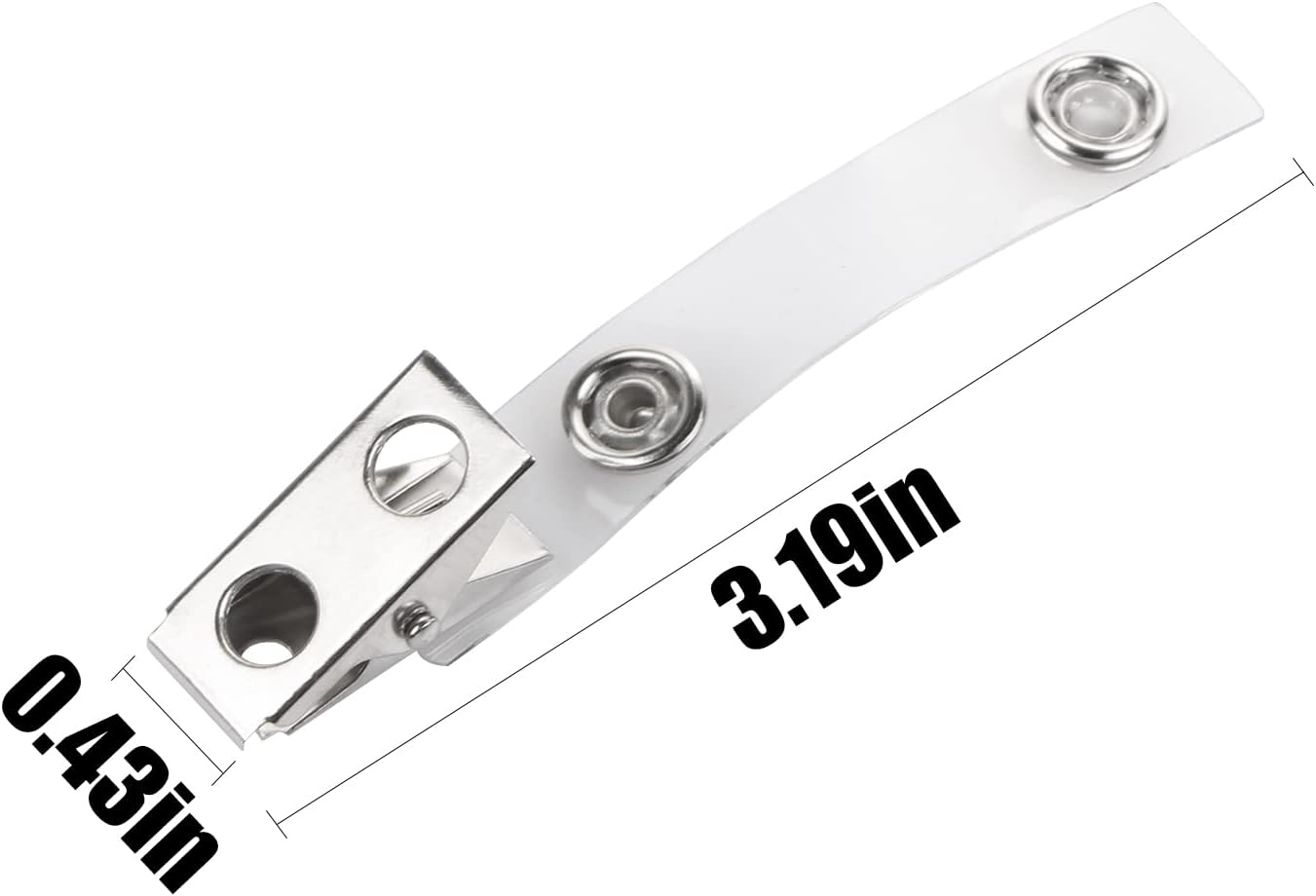 CABAX 30 Pcs Double Hole Metal Badge Clips with PVC Straps, ID Strap Clip Adapter ID Badge Clips for Badge Holders,Office,School, Clear