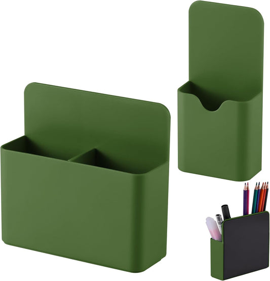 Magnetic Pen Holder,2 Pack Magnetic Dry Erase Marker Holder with Generous Compartments,Strong Magnet Storage Marker Pen Pencil Organizer for Refrigerator,Whiteboard,Locker Accessories