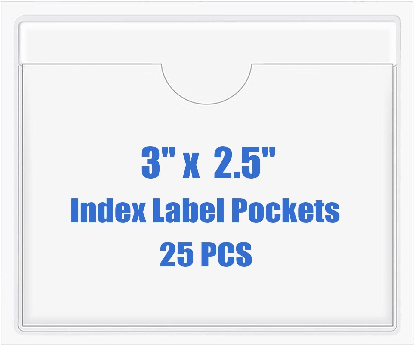 Origin-Joy 25 PCS Self-Adhesive Index Label Pockets, Clear Plastic Peel & Stick Card Holders with Top Open for Loading (3 x 2.5 inch)