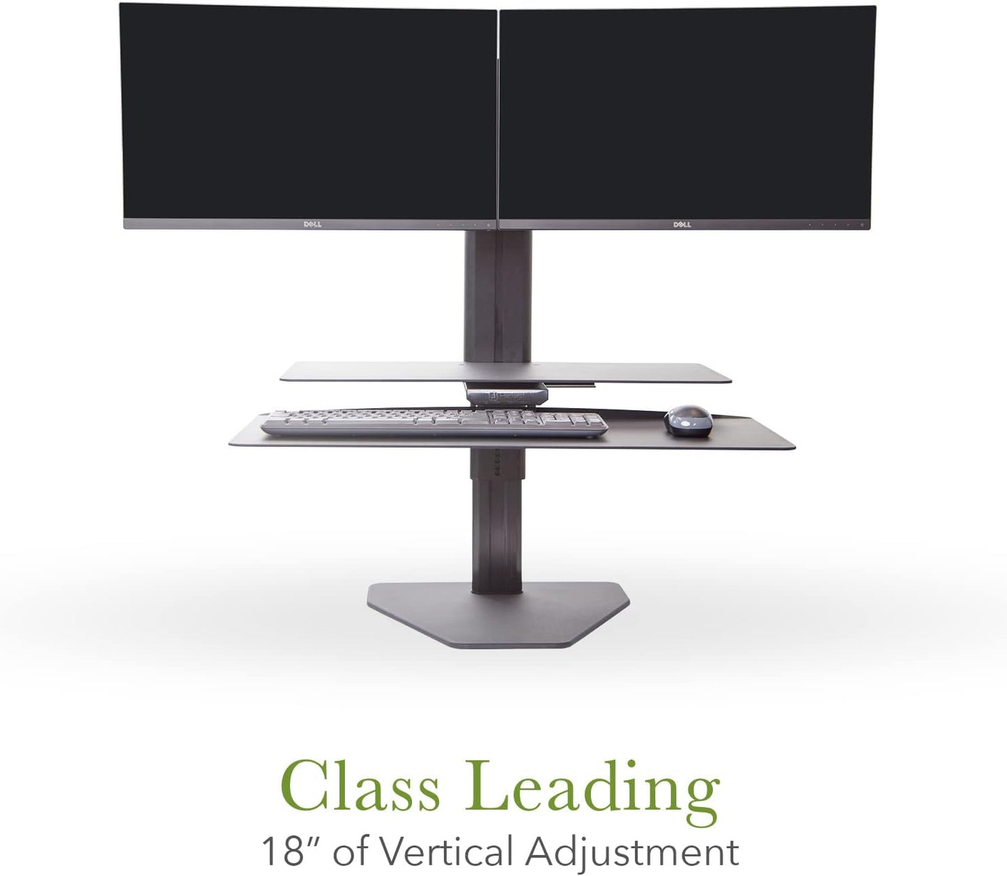 Perfect POSTURE Sit2Stand Standing Desk Converter with Dual Monitor Mount – 18” Height Adjustable Sit-Stand Workstation – Black