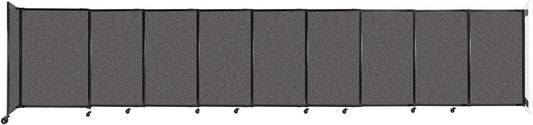 Wall-Mounted Sliding StraightWall Room Divider | Adjustable Widths | Locking Wheels | Room Separator | Up to 19'9" Wide x 4' Tall Charcoal Gray Fabric Panels