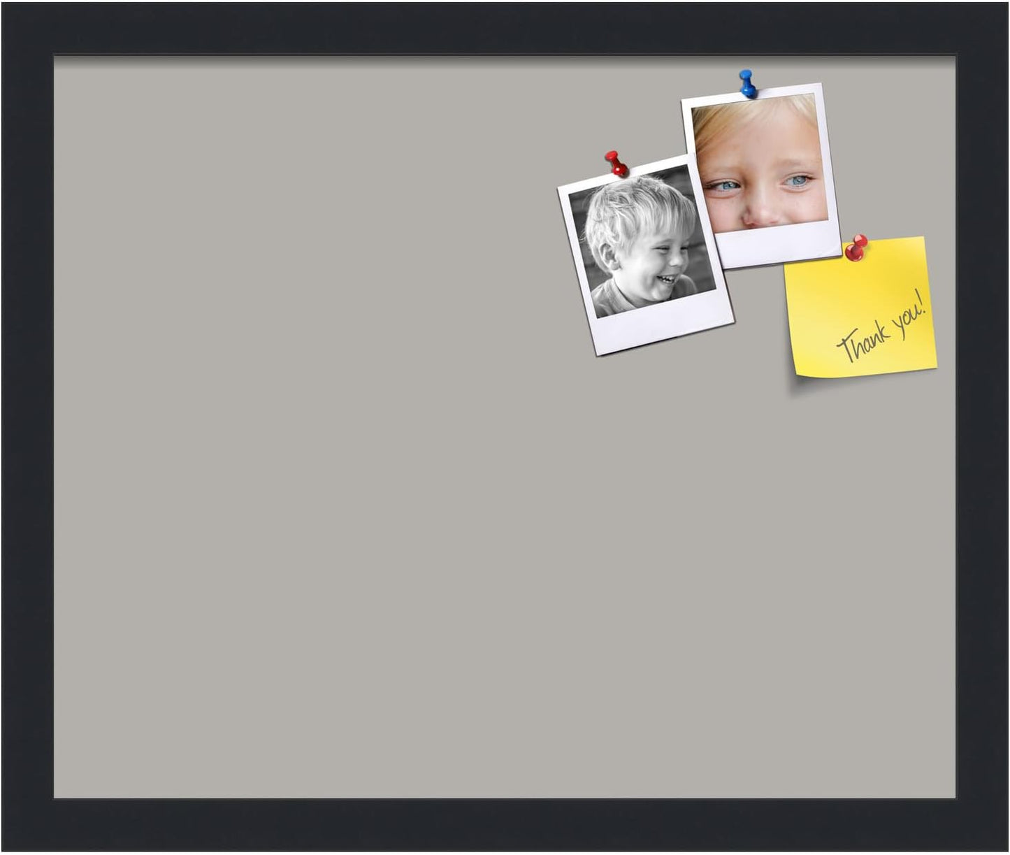 PinPix 17x14 Inch Cork Bulletin Board. This Decorative Framed Pin Board Comes with Dark Stone Design and a Satin Black Frame. Ideal for Home Office Decor or Message Board (PinPix-1808)