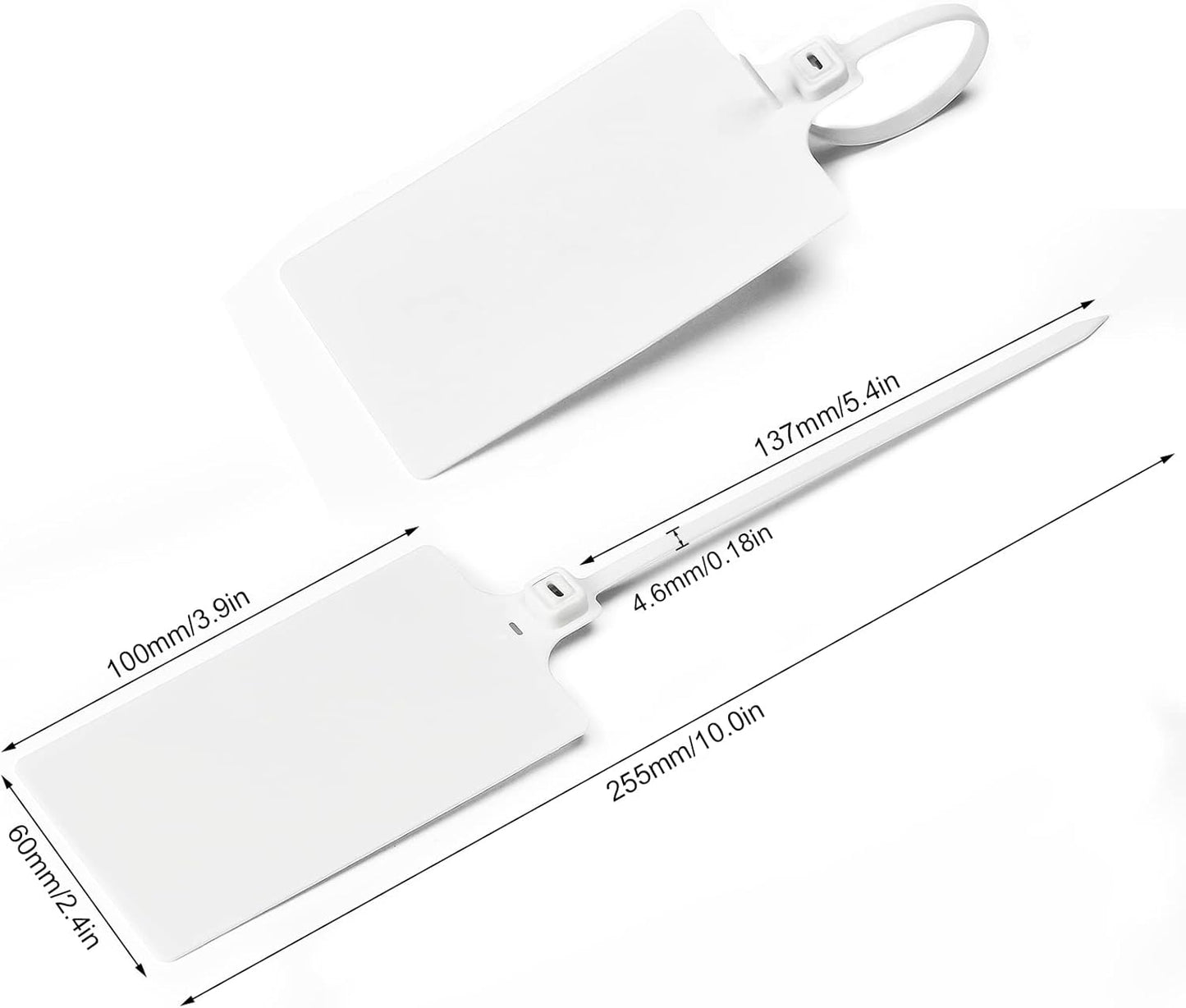 50 White Plastic Writable Shipping Tags - Large, Waterproof, Hanging Labels with One Permanent Marker Pen