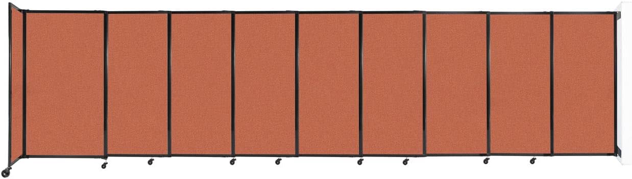 Wall-Mounted Sliding StraightWall Room Divider | Adjustable Widths | Locking Wheels | Room Separator | Up to 19'9" Wide x 5' Tall Papaya Fabric Panels