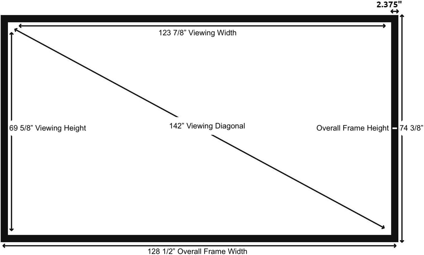 Silver Ticket Products STR Series 6 Piece Home Theater Fixed Frame 4K / 8K Ultra HD, HDTV, HDR & Active 3D Movie Projection Screen, 16:9 Format, 142" Diagonal, White Material STR-169142