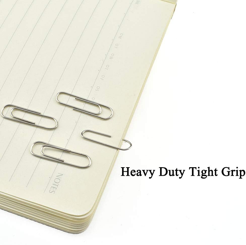 HAHIYO Paper Clips Sturdy 1.1”（28mm） Length 470 Pack Paperclips Heavy Duty Tight Grip Rust Proof Reusable Metal Bright Silver for Home Office School