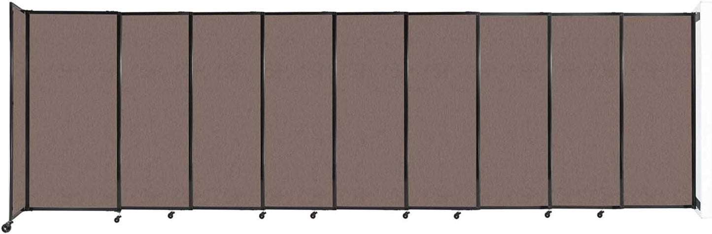 Wall-Mounted Sliding StraightWall Room Divider | Adjustable Widths | Locking Wheels | Room Separator | Up to 19'9" Wide x 6' Tall Latte Fabric Panels