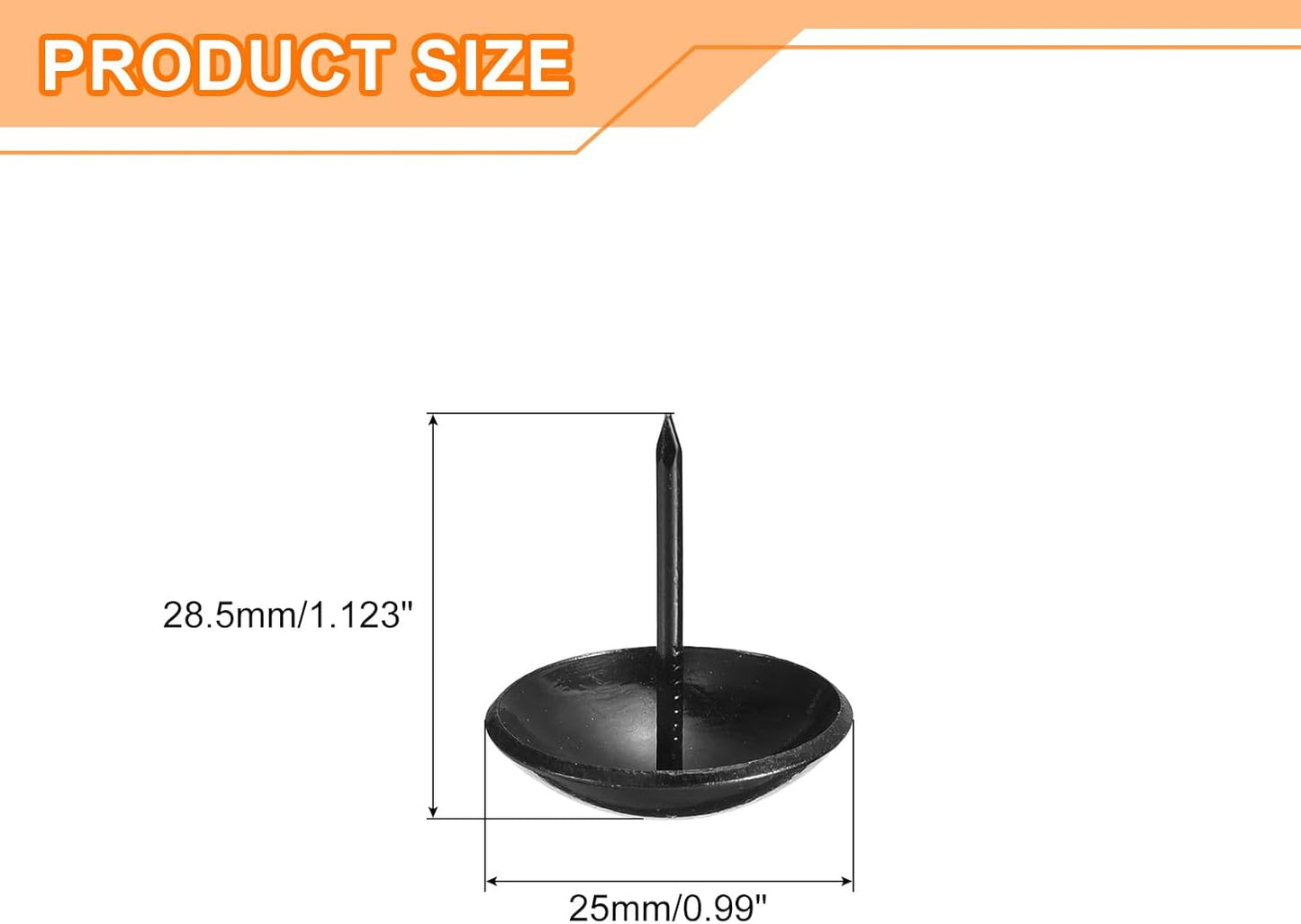 uxcell Upholstery Tacks Nail Pins Furniture, 30Pcs 25x28.5mm Thumb Tack Pins Assortment Kit Carbon Steel for Home Sofa DIY Decorative Nail Heads Nails, Black