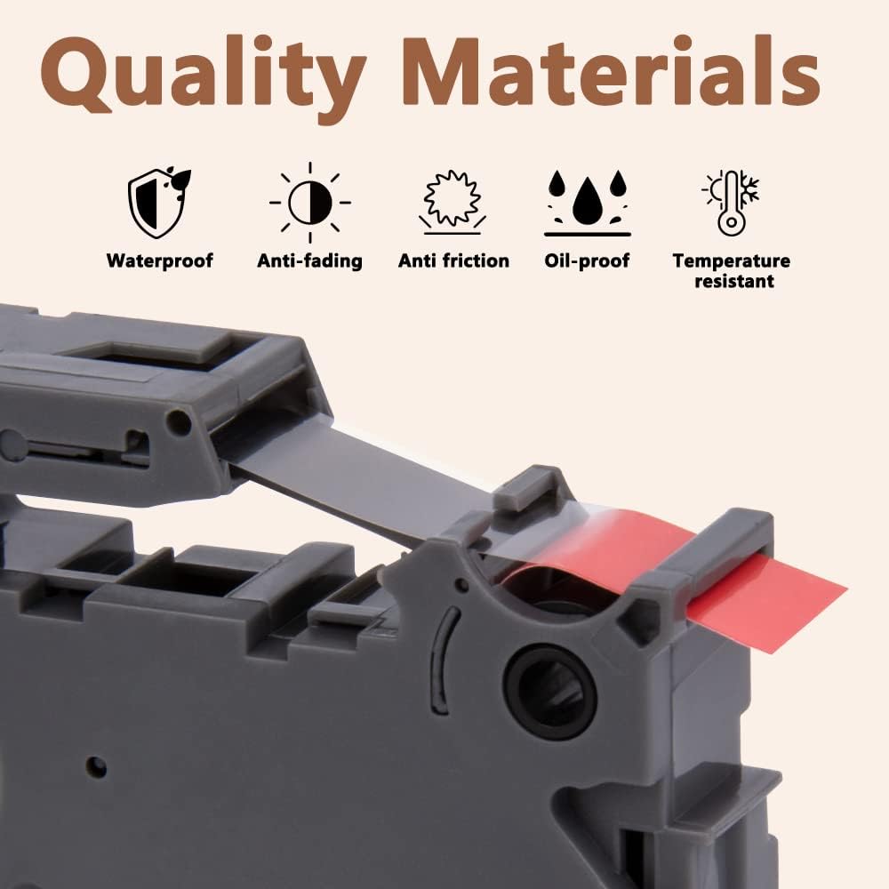 Hehua 9mm 0.35 Laminated Red Tape Compatible for Brother P-Touch TZe-421 TZe421 TZ-421 TZ421 TZe TZ Label Tape for Ptouch PT D210 D200 H110 1880, 3/8'' x 26.2ft Black on Red, 3 Pack