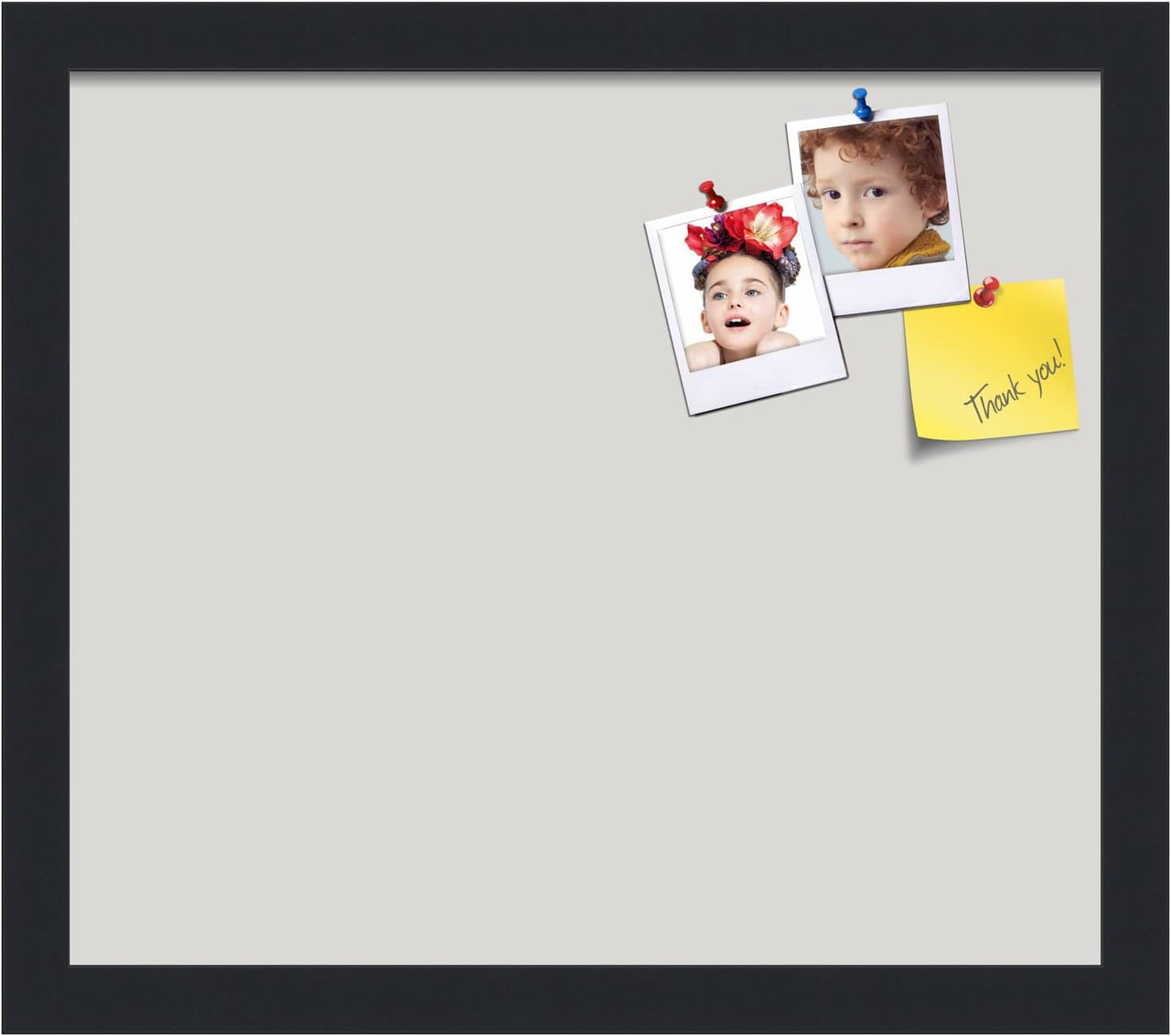 PinPix 15x13 Inch Cork Bulletin Board. This Decorative Framed Pin Board Comes with Light Stone Design and a Satin Black Frame. Ideal for Home Office Decor or Message Board (PinPix-1809)
