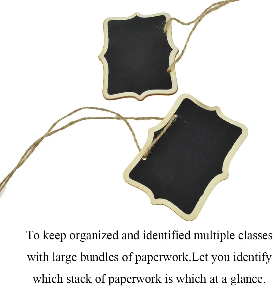 Hahiyo 3.15 x 2.36 Inch Double Sided Chalkboards with Hanging String Help Marking Easy Writing Quick Attach Wood Double-Sided Rectangle Blackboard 15 PCS for Message Signs Food Labels Wedding Party