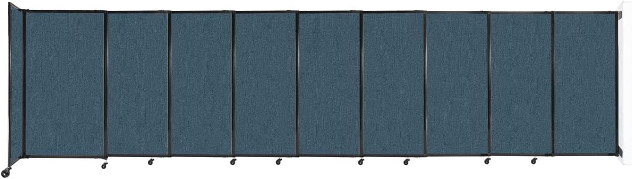Wall-Mounted Sliding StraightWall Room Divider | Adjustable Widths | Locking Wheels | Room Separator | Up to 19'9" Wide x 5' Tall Caribbean Fabric Panels