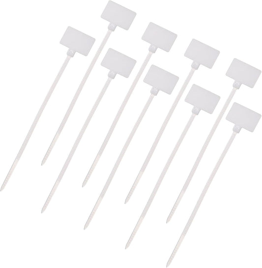 uxcell 100 Pcs Cable Label Marker Tags, Nylon Cable Zip Tie Tags 4.3 Inch Writable Self-Locking Wire Labels Zip Ties for Organization Marking, White