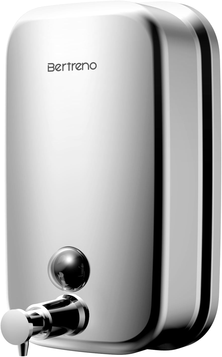 Commercial Soap Dispenser Wall Mount Stainless Steel Soap Dispensers Liquid Manual Anti-Leak Pump Hand Soap Dispenser for Bathroom Kitchen Silver (35 fl.oz./1000ml)