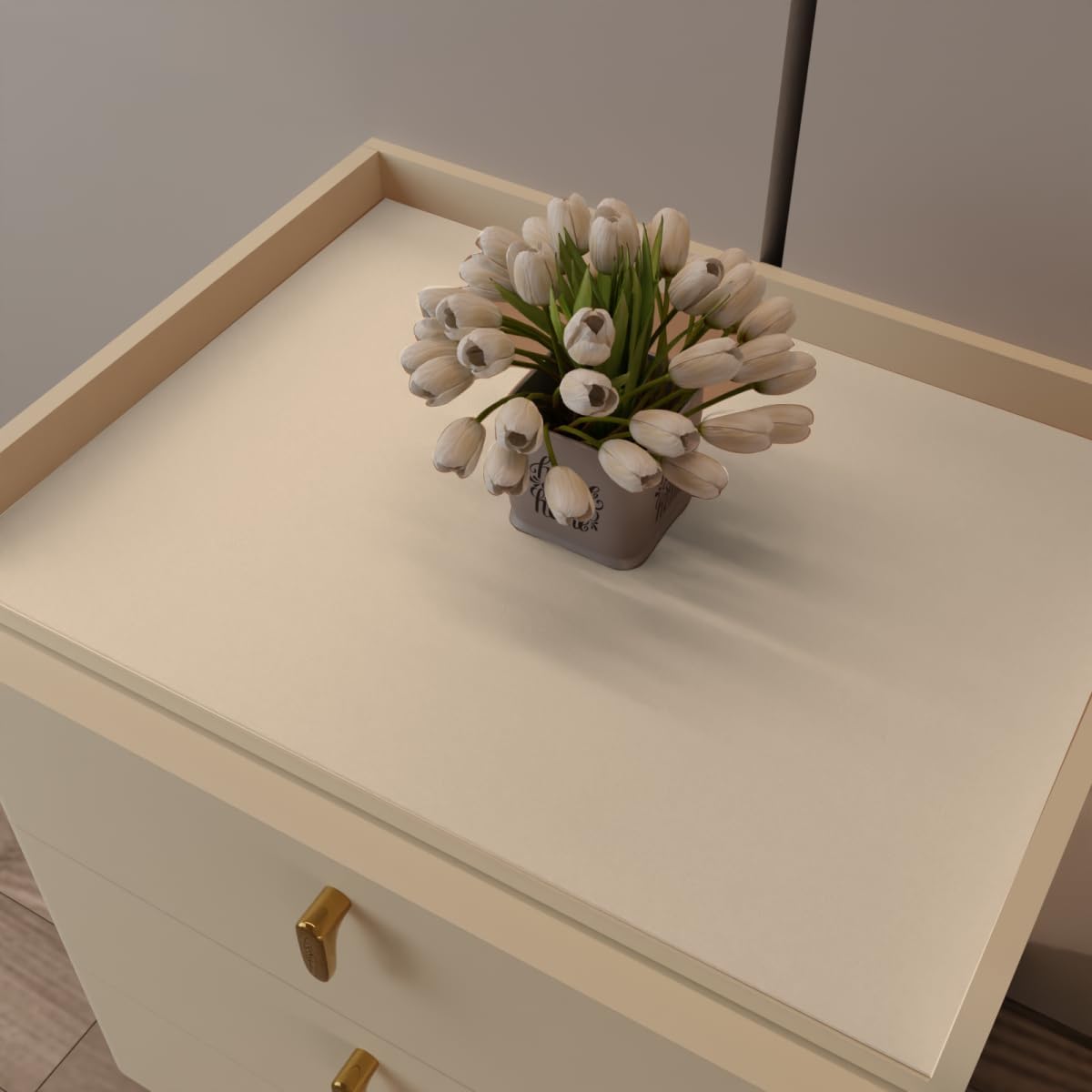 Nightstand Cover - 12x12 Inch Waterproof Easy to Clean Can Conceal Flaws Protector The Table Top from Scratches Used for Dining (Off White+Light Gray 12x12)