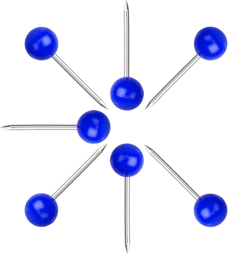 Map Tacks 1/8-Inch Assorted Color Beads Head Map Marking Push Pins,500-count (Blue)