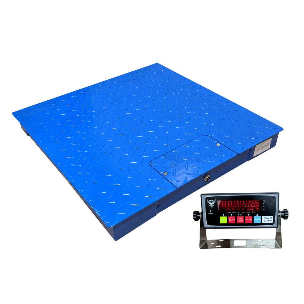 PEC Tools FS Series Professional Grade Steel Floor Scale - Heavy-Duty Pallet Scale and Shipping Scale for Industrial Use - Weighing Scale for Packages Up to 10000x1lbs - 48x60