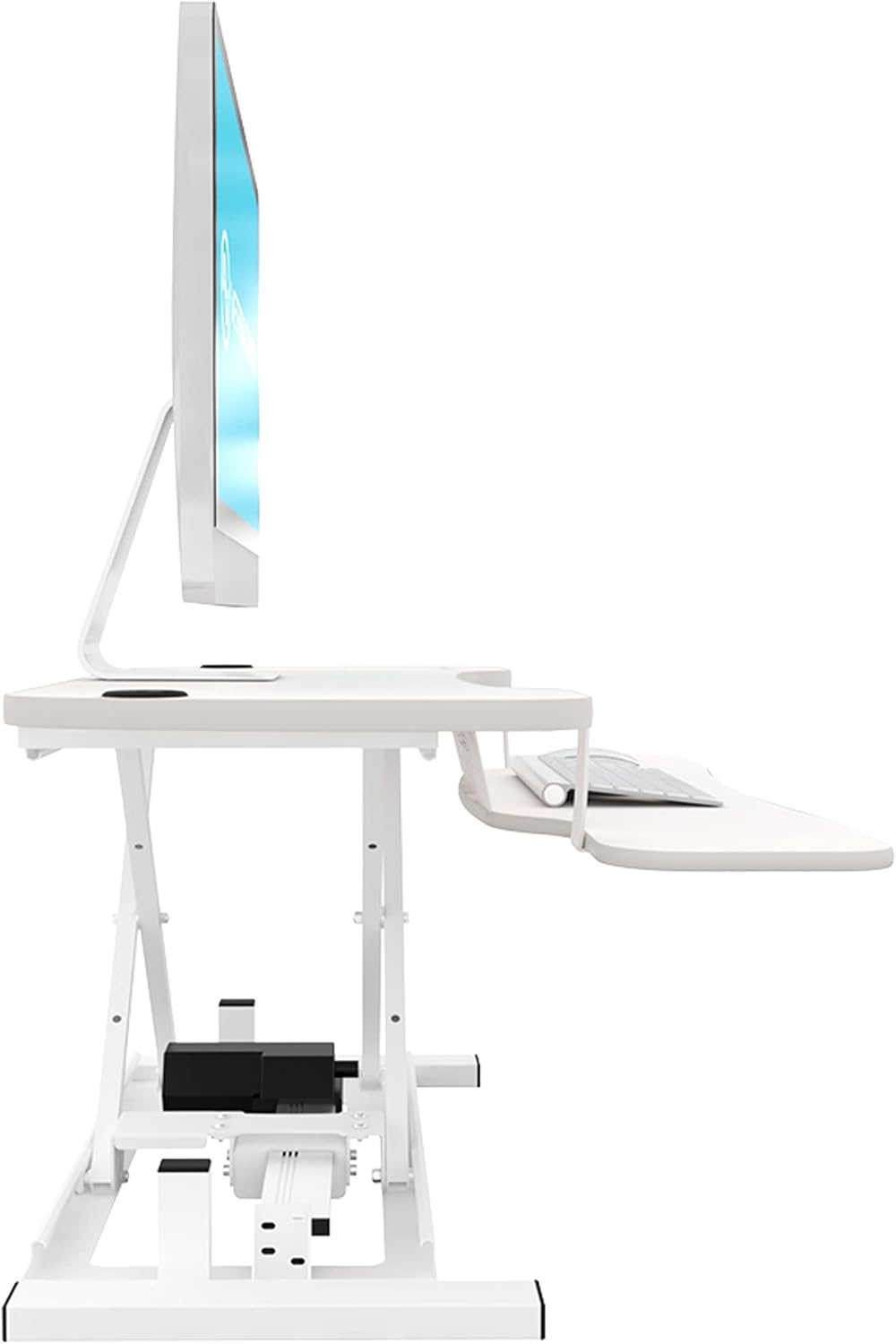 VERSADESK® PowerPro™ Elite 36” x 24" – App Controlled Electric Standing Desk Converter w/USB Charging Port. Raises up to 20”. Fully Assembled – Includes LED Lights. Supports 80 lbs. – White